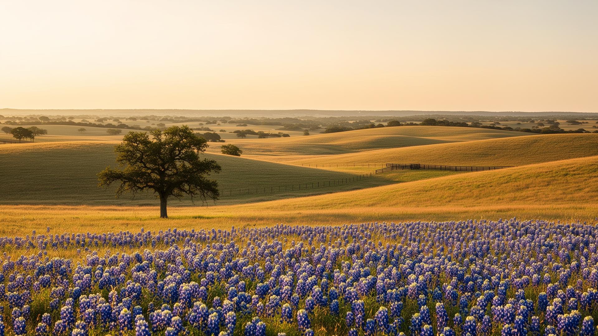 Texas hill country at golden hour